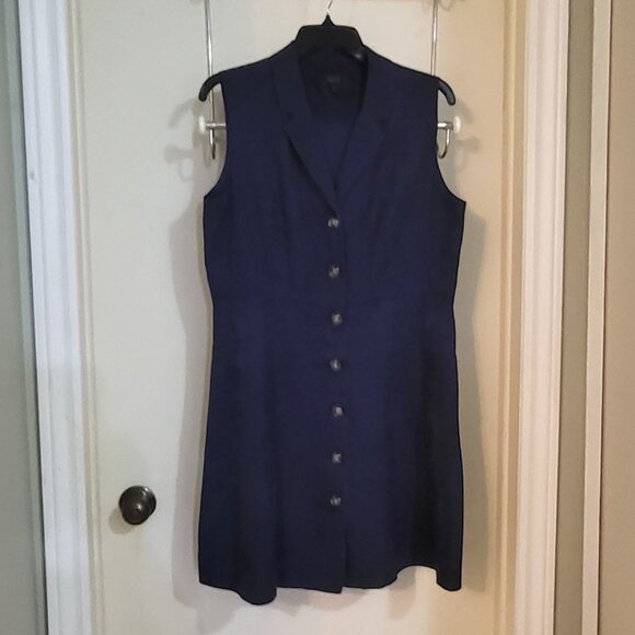 RW&CO - Buttoned-Down Sleeveless Linen-Blend Dress Tailored Collar- Size 12 - Picture 3 of 6
